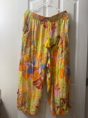C&C California Yellow Tropical Print Drawstring Pants